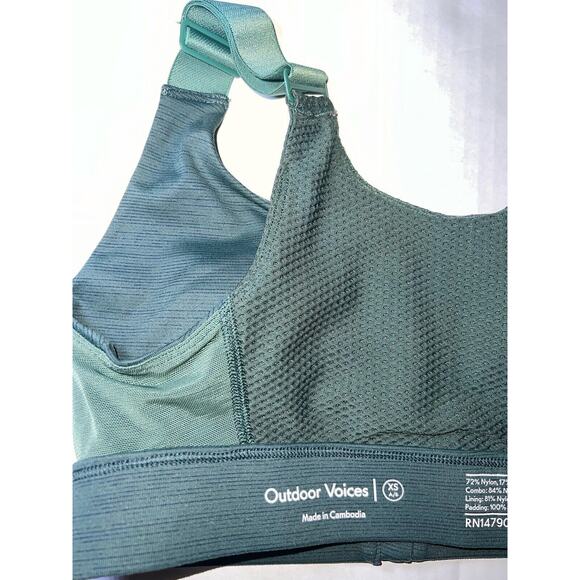 Outdoor Voices SportsBra Size XS Green Tech Sweat Zip Front Workout Yoga Gym EUC - Picture 12 of 13